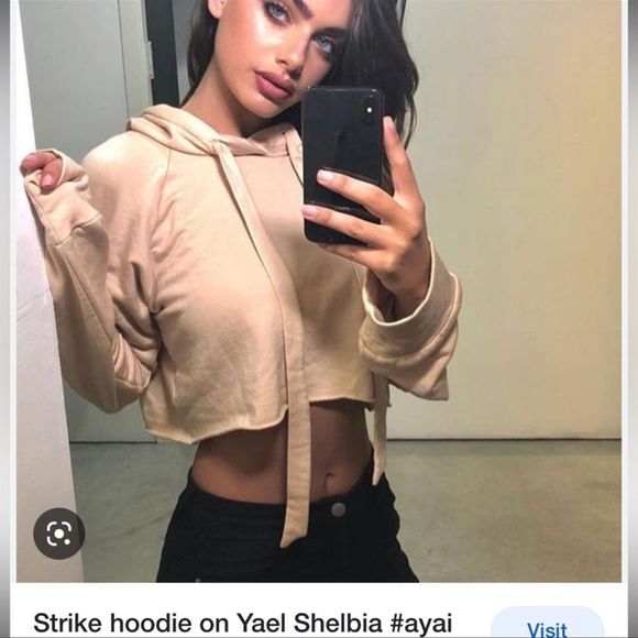 NWOT RARE “Are You Am I” Light Pink/Peach Cropped Hoodie Size XS - Picture 4 of 17